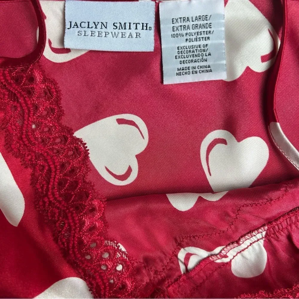 Jaclyn Smith Red Heart Lace Sleep Slip Nightgown Size Extra Large